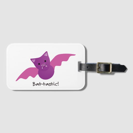 Niedliches Battastic Pink Bat Gepäckanhänger (Vorderseite (Horizontal))