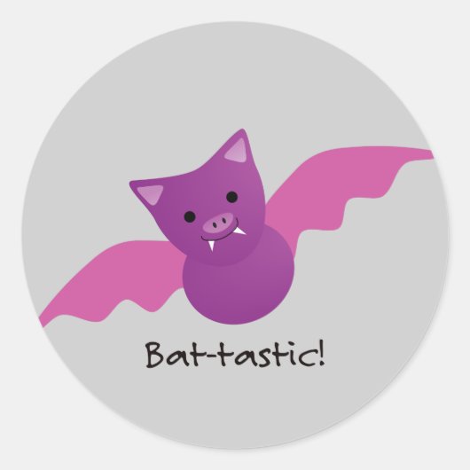 Niedliches Battastic Pink Bat Runder Aufkleber (Vorderseite)