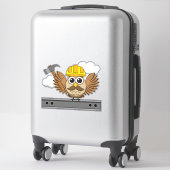 Niedliches Bauarbeiter-Owl mit Hard Hat Cartoon Aufkleber (Koffer)