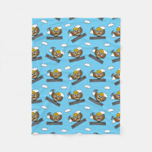 Niedliches Bauarbeiter-Owl mit Hard Hat Cartoon Fleecedecke