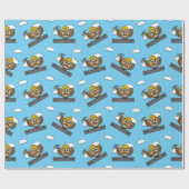 Niedliches Bauarbeiter-Owl mit Hard Hat Cartoon Geschenkpapier (Flach)