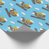 Niedliches Bauarbeiter-Owl mit Hard Hat Cartoon Geschenkpapier (Ecke)