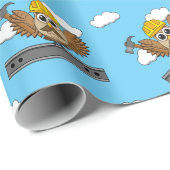 Niedliches Bauarbeiter-Owl mit Hard Hat Cartoon Geschenkpapier (Rolleneckpunkt)