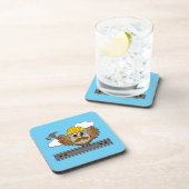 Niedliches Bauarbeiter-Owl mit Hard Hat Cartoon Getränkeuntersetzer (Rechte Seite)