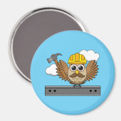 Niedliches Bauarbeiter-Owl mit Hard Hat Cartoon Magnet (Vorderseite/Rückseite)