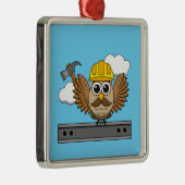 Niedliches Bauarbeiter-Owl mit Hard Hat Cartoon Ornament Aus Metall (Rechts)