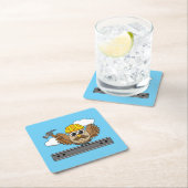 Niedliches Bauarbeiter-Owl mit Hard Hat Cartoon Rechteckiger Pappuntersetzer (Vor Ort)