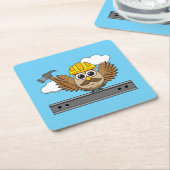 Niedliches Bauarbeiter-Owl mit Hard Hat Cartoon Rechteckiger Pappuntersetzer (angewinkelt)