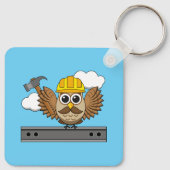 Niedliches Bauarbeiter-Owl mit Hard Hat Cartoon Schlüsselanhänger (Rückseite)