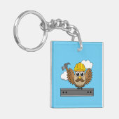 Niedliches Bauarbeiter-Owl mit Hard Hat Cartoon Schlüsselanhänger (Vorderseite links)