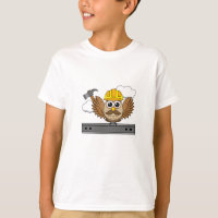 Niedliches Bauarbeiter-Owl mit Hard Hat Cartoon
