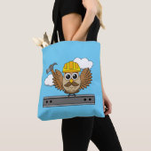 Niedliches Bauarbeiter-Owl mit Hard Hat Cartoon Tasche (Von Nahem)