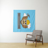Niedliches Bauarbeiter-Owl mit Hard Hat Cartoon Wandteppich (Beispiel (Horizontal))