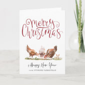 Niedliches Bauernhaus Hühner Weihnachtsfeiertag Karte (Vorderseite)