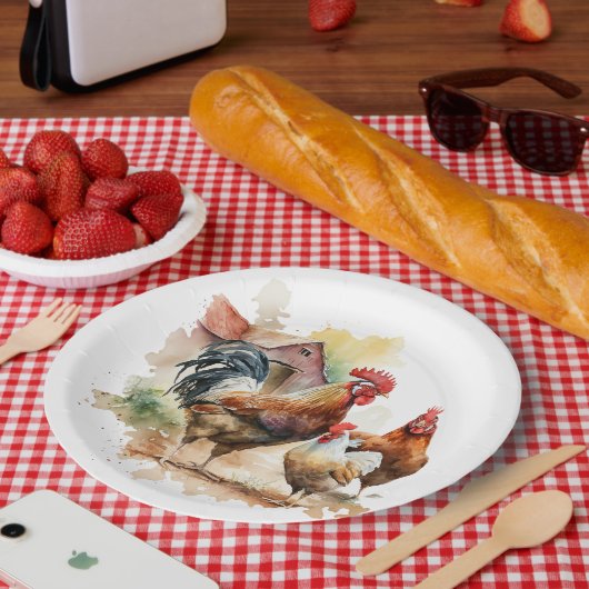 Niedliches Bauernhüttenfest liebt Party Pappteller (Picknick)