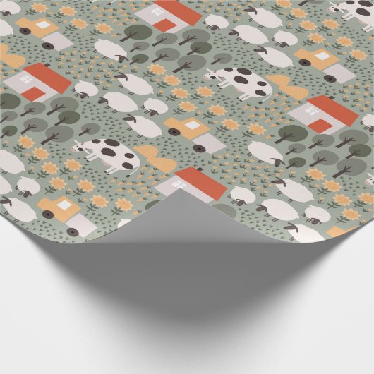 Niedliches Bauernmuster Geschenkpapier (Ecke)