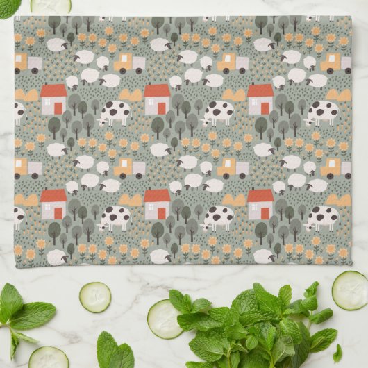 Niedliches Bauernmuster Geschirrtuch (Gefaltet)