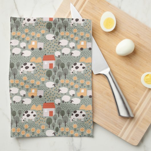 Niedliches Bauernmuster Geschirrtuch (Viertel Falte)