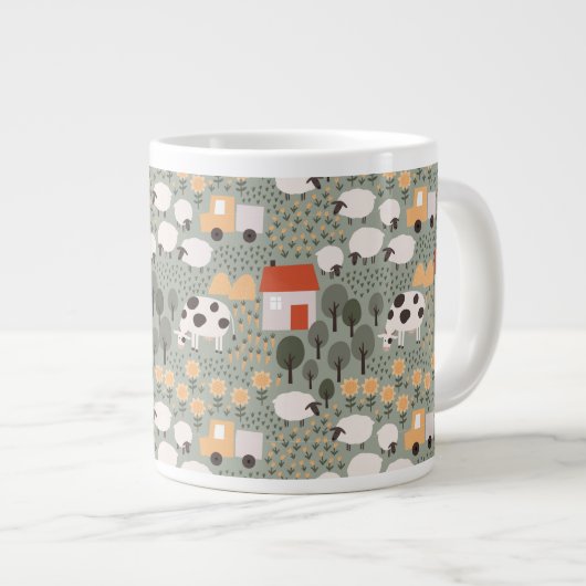 Niedliches Bauernmuster Jumbo-Tasse (Vorderseite Rechts)