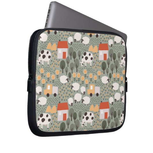 Niedliches Bauernmuster Laptopschutzhülle (Vorne Rechts)