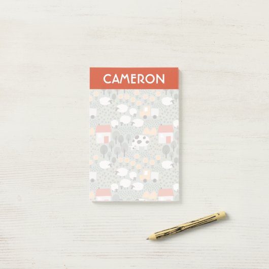 Niedliches Bauernmuster Post-it Klebezettel (Auf Schreibtisch)