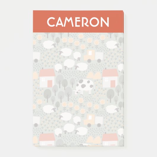 Niedliches Bauernmuster Post-it Klebezettel (Vorderseite)