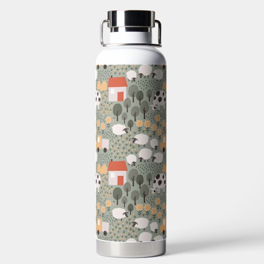 Niedliches Bauernmuster Trinkflasche (Rückseite)