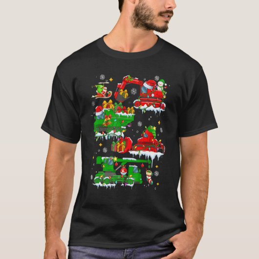 Niedliches Baufahrzeug Weihnachtsbeleuchtung LKW K T-Shirt (Vorderseite)