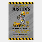 Niedliches Baugewerbe 1. Geburtstag Party Acrylschild (Vorderseite)