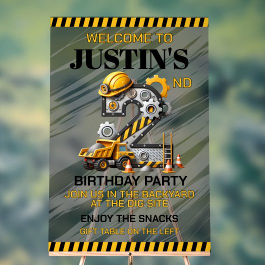 Niedliches Baugewerbe 2. Geburtstag Party Acrylschild (Neutral)