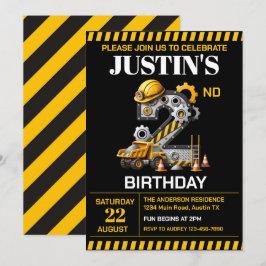 Niedliches Baugewerbe 2. Geburtstag Party Einladung