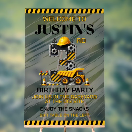 Niedliches Baugewerbe 3. Geburtstag Party Acrylschild (Neutral)