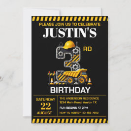 Niedliches Baugewerbe 3. Geburtstag Party Einladung