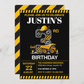 Niedliches Baugewerbe 3. Geburtstag Party Einladung (Vorne/Hinten)