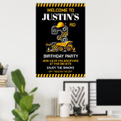 Niedliches Baugewerbe 3. Geburtstag Party Poster (Heimbüro)