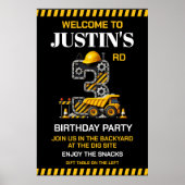 Niedliches Baugewerbe 3. Geburtstag Party Poster (Vorne)