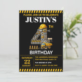 Niedliches Baugewerbe 4. Geburtstag Party Einladung (Stehend Vorderseite)