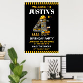 Niedliches Baugewerbe 4. Geburtstag Party Poster (Heimbüro)