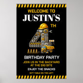 Niedliches Baugewerbe 4. Geburtstag Party Poster (Vorne)