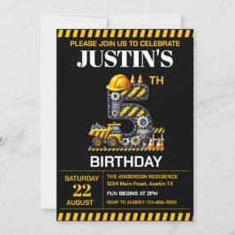 Niedliches Baugewerbe 5. Geburtstagsparty Einladung