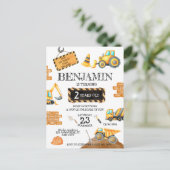 Niedliches Baugewerbe Geburtstagsparty Postkarte (Stehend Vorderseite)