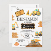 Niedliches Baugewerbe Geburtstagsparty Postkarte (Vorne/Hinten)