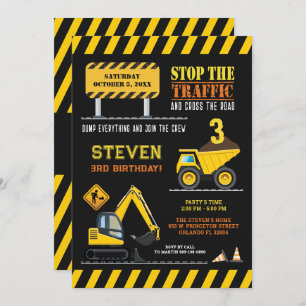 Niedliches Baukasten-Truck-Party Geburtstagskinder Einladung