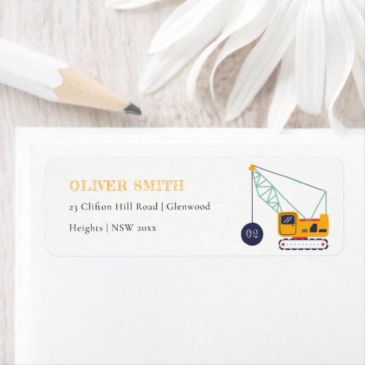 Niedliches Baukranfahrzeug jeden Geburtstag (Insitu)