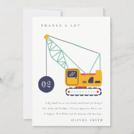 Niedliches Baukranfahrzeug jeden Geburtstag Dankeskarte