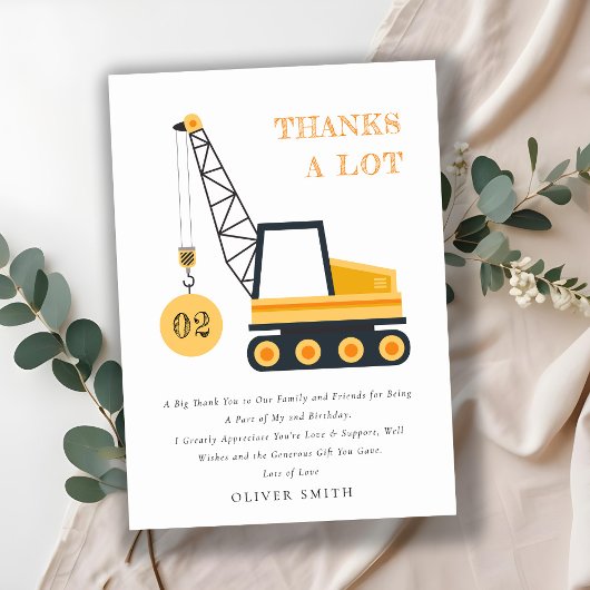 Niedliches Baukranfahrzeug jeden Geburtstag Dankeskarte