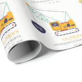 Niedliches Baukranfahrzeug jeden Geburtstag Geschenkpapier (Rolleneckpunkt)