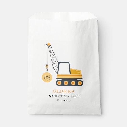 Niedliches Baukranfahrzeug jeden Geburtstag Geschenktütchen (Vorderseite)