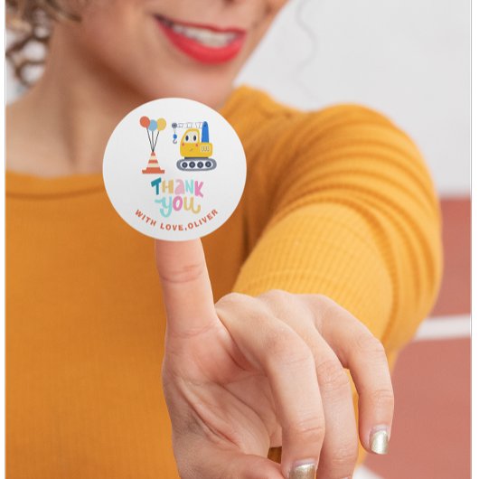 Niedliches Bauthema Geburtstag Vielen Dank Runder Aufkleber