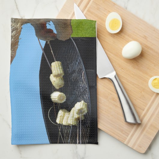 Niedliches BBQing Eichhörnchen Geschirrtuch (Viertel Falte)